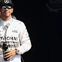 Pole sitter Lewis Hamilton (GBR) Mercedes AMG F1 celebrates in parc ferme at Formula One World Championship, Rd11, Belgian Grand Prix, Qualifying, Spa Francorchamps, Belgium, Saturday 22 August 2015. © Sutton Motorsport Images