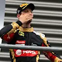 Romain Grosjean (FRA) Lotus F1 celebrates on the podium at Formula One World Championship, Rd11, Belgian Grand Prix, Race, Spa Francorchamps, Belgium, Sunday 23 August 2015. © Sutton Motorsport Images