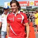 Roberto Merhi (ESP) Marussia at the drivers parade at Formula One World Championship, Rd11, Belgian Grand Prix, Race, Spa Francorchamps, Belgium, Sunday 23 August 2015. © Sutton Motorsport Images