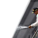 Race winner Lewis Hamilton (GBR) Mercedes AMG F1 celebrates with the champagne on the podium at Formula One World Championship, Rd11, Belgian Grand Prix, Race, Spa Francorchamps, Belgium, Sunday 23 August 2015. © Sutton Motorsport Images