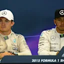 Nico Rosberg (GER) Mercedes AMG F1 and Lewis Hamilton (GBR) Mercedes AMG F1 in the Press Conference at Formula One World Championship, Rd11, Belgian Grand Prix, Race, Spa Francorchamps, Belgium, Sunday 23 August 2015. © Sutton Motorsport Images