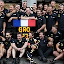Thrid placed Romain Grosjean (FRA) Lotus celebrates with the team at Formula One World Championship, Rd11, Belgian Grand Prix, Race, Spa Francorchamps, Belgium, Sunday 23 August 2015. © Sutton Motorsport Images
