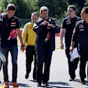 Max Verstappen (NDL) Scuderia Toro Rosso walks the track with Xevi Pujolar (ESP) Scuderia Toro Rosso Engineer at Formula One World Championship, Rd11, Belgian Grand Prix, Preparations, Spa Francorchamps, Belgium, Thursday 20 August 2015. © Sutton Motorsport Images