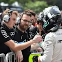 Pole sitter Nico Rosberg (GER) Mercedes AMG F1 celebrates in parc ferme at Formula One World Championship, Rd18, Brazilian Grand Prix, Qualifying, Interlagos, Sao Paulo, Brazil, Saturday 14 November 2015. © Sutton Motorsport Images