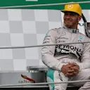 Lewis Hamilton (GBR) Mercedes AMG F1 celebrates on the podium at Formula One World Championship, Rd18, Brazilian Grand Prix, Race, Interlagos, Sao Paulo, Brazil, Sunday 15 November 2015. © Sutton Motorsport Images
