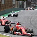 Sebastian Vettel (GER) Ferrari SF15-T ahead Kimi Raikkonen (FIN) Ferrari SF15-T at Formula One World Championship, Rd18, Brazilian Grand Prix, Race, Interlagos, Sao Paulo, Brazil, Sunday 15 November 2015. © Sutton Motorsport Images