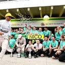 Lewis Hamilton (GBR) Mercedes AMG F1 and Nico Rosberg (GER) Mercedes AMG F1  during the team celebration at Formula One World Championship, Rd18, Brazilian Grand Prix, Race, Interlagos, Sao Paulo, Brazil, Sunday 15 November 2015. © Sutton Motorsport Images