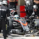 Fernando Alonso (ESP) McLaren MP4-30 pit stop at Formula One World Championship, Rd18, Brazilian Grand Prix, Race, Interlagos, Sao Paulo, Brazil, Sunday 15 November 2015. © Sutton Motorsport Images