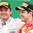 Race winner Nico Rosberg (GER) Mercedes AMG F1 and Sebastian Vettel (GER) Ferrari celebrate on the podium at Formula One World Championship, Rd18, Brazilian Grand Prix, Race, Interlagos, Sao Paulo, Brazil, Sunday 15 November 2015. © Sutton Motorsport Images