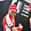 Sebastian Vettel (GER) Ferrari and Kimi Raikkonen (FIN) Ferrari on the drivers parade at Formula One World Championship, Rd18, Brazilian Grand Prix, Race, Interlagos, Sao Paulo, Brazil, Sunday 15 November 2015. © Sutton Motorsport Images