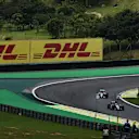 Nico Hulkenberg (GER) Force India VJM08 and Nico Rosberg (GER) Mercedes AMG F1 W06 at Formula One World Championship, Rd18, Brazilian Grand Prix, Race, Interlagos, Sao Paulo, Brazil, Sunday 15 November 2015. © Sutton Motorsport Images