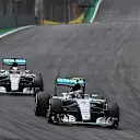 Nico Rosberg (GER) Mercedes AMG F1 W06 leads Lewis Hamilton (GBR) Mercedes AMG F1 W06 at Formula One World Championship, Rd18, Brazilian Grand Prix, Race, Interlagos, Sao Paulo, Brazil, Sunday 15 November 2015. © Sutton Motorsport Images