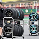 Mercedes AMG F1 mechanics with Pirelli tyres at Formula One World Championship, Rd18, Brazilian Grand Prix, Preparations, Interlagos, Sao Paulo, Brazil, Thursday 12 November 2015. © Sutton Motorsport Images