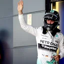 Nico Rosberg (GER) Mercedes AMG F1 W06 celebrates in parc ferme at Formula One World Championship, Rd9, British Grand Prix, Qualifying, Silverstone, England, Saturday 4 July 2015. © Sutton Motorsport Images