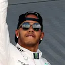 Pole sitter Lewis Hamilton (GBR) Mercedes AMG F1 celebrates in parc ferme at Formula One World Championship, Rd9, British Grand Prix, Qualifying, Silverstone, England, Saturday 4 July 2015. © Sutton Motorsport Images