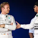Nico Rosberg (GER) Mercedes AMG F1 celebrates with pole sitter Lewis Hamilton (GBR) Mercedes AMG F1 in parc ferme at Formula One World Championship, Rd9, British Grand Prix, Qualifying, Silverstone, England, Saturday 4 July 2015. © Sutton Motorsport Images