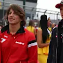 Roberto Merhi (ESP) Marussia and Daniil Kvyat (RUS) Red Bull Racing at the drivers parade at Formula One World Championship, Rd9, British Grand Prix, Race, Silverstone, England, Sunday 5 July 2015. © Sutton Motorsport Images