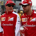Kimi Raikkonen (FIN) Ferrari and Sebastian Vettel (GER) Ferrari at the drivers parade at Formula One World Championship, Rd9, British Grand Prix, Race, Silverstone, England, Sunday 5 July 2015. © Sutton Motorsport Images