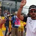 Fernando Alonso (ESP) McLaren at the drivers parade at Formula One World Championship, Rd9, British Grand Prix, Race, Silverstone, England, Sunday 5 July 2015. © Sutton Motorsport Images
