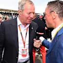 Martin Brundle (GBR) Sky TV talks with Frankie Dettori (ITA) Horse Racing Jockey on the grid at Formula One World Championship, Rd9, British Grand Prix, Race, Silverstone, England, Sunday 5 July 2015. © Sutton Motorsport Images