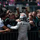 Lewis Hamilton (GBR) Mercedes AMG F1 celebrates in Parc Ferme at Formula One World Championship, Rd9, British Grand Prix, Race, Silverstone, England, Sunday 5 July 2015. © Sutton Motorsport Images
