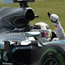 Race winner Lewis Hamilton (GBR) Mercedes AMG F1 W06 celebrates at Formula One World Championship, Rd9, British Grand Prix, Race, Silverstone, England, Sunday 5 July 2015. © Sutton Motorsport Images