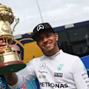 Race winner Lewis Hamilton (GBR) Mercedes AMG F1 celebrates with  trophy at Formula One World Championship, Rd9, British Grand Prix, Race, Silverstone, England, Sunday 5 July 2015. © Sutton Motorsport Images