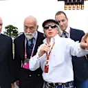Sir Jackie Stewart with HRH Prince Michael of Kent on the grid. Lewis Hamilton eclipsed the Scots record of 17 consecutive races led at Silverstone. © Sutton Motorsport Images