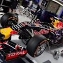 Red Bull Racing RB11 in the garage at Formula One World Championship, Rd9, British Grand Prix, Preparations, Silverstone, England, Thursday 2 July 2015. © Sutton Motorsport Images
