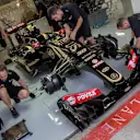 Lotus E23 Hybrid in the garage at Formula One World Championship, Rd9, British Grand Prix, Preparations, Silverstone, England, Thursday 2 July 2015. © Sutton Motorsport Images