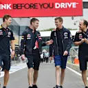Daniil Kyvat (RUS) Red Bull Racing and Gianpiero Lambiase (ITA) Red Bull Racing Engineer at Formula One World Championship, Rd9, British Grand Prix, Preparations, Silverstone, England, Thursday 2 July 2015. © Sutton Motorsport Images