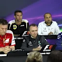 (L to R) Graeme Lowdon (GBR) Chief Executive Officer Manor F1, Matthew Carter (GBR) Lotus F1 Team CEO, Matt Morris (GBR) McLaren, James Allison (GBR) Ferrari Chassis Technical Director, Paddy Lowe (GBR) Mercedes AMG F1 Executive Director (Technical) and Rob Smedley (GBR) Williams Head of Vehicle Performance in the Press Conference at Formula One World Championship, Rd7, Canadian Grand Prix, Practice, Montreal, Canada, Friday 5 June 2015. © Sutton Motorsport Images