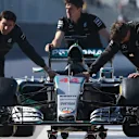The car Lewis Hamilton (GBR) Mercedes AMG F1 W06 is pushed in pit lane at Formula One World Championship, Rd7, Canadian Grand Prix, Qualifying, Montreal, Canada, Saturday 6 June 2015. © Sutton Motorsport Images