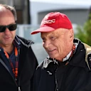 Niki Lauda (AUT) Mercedes AMG F1 Non-Executive Chairman talks with Gerhard Berger (AUT) Former F1 driver at Formula One World Championship, Rd7, Canadian Grand Prix, Qualifying, Montreal, Canada, Saturday 6 June 2015. © Sutton Motorsport Images