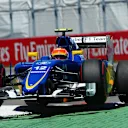 Felipe Nasr (BRA) Sauber C34 jumps across the kerb at Formula One World Championship, Rd7, Canadian Grand Prix, Qualifying, Montreal, Canada, Saturday 6 June 2015. © Sutton Motorsport Images
