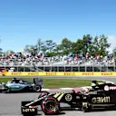 Romain Grosjean (FRA) Lotus E23 Hybrid and Lewis Hamilton (GBR) Mercedes AMG F1 W06 at Formula One World Championship, Rd7, Canadian Grand Prix, Qualifying, Montreal, Canada, Saturday 6 June 2015. © Sutton Motorsport Images