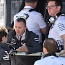 Paddy Lowe (GBR) Mercedes AMG F1 Executive Director (Technical, Toto Wolff (AUT) Mercedes AMG F1 Director of Motorsport and Andy Shovlin (GBR) Mercedes AMG F1 Engineer at Formula One World Championship, Rd7, Canadian Grand Prix, Qualifying, Montreal, Canada, Saturday 6 June 2015. © Sutton Motorsport Images
