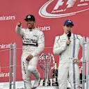 (L to R): Nico Rosberg (GER) Mercedes AMG F1, Lewis Hamilton (GBR) Mercedes AMG F1, Valtteri Bottas (FIN) Williams and Ted Kravitz (GBR) Sky TV celebrate on the Podium at Formula One World Championship, Rd7, Canadian Grand Prix, Race, Montreal, Canada, Sunday 7 June 2015. © Sutton Motorsport Images