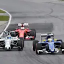 Felipe Massa (BRA) Williams FW37 and Marcus Ericsson (SWE) Sauber C34 battle at Formula One World Championship, Rd7, Canadian Grand Prix, Race, Montreal, Canada, Sunday 7 June 2015. © Sutton Motorsport Images