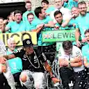 Race winner Lewis Hamilton (GBR) Mercedes AMG F1 and second placed Nico Rosberg (GER) Mercedes AMG F1 celebrate with the team at Formula One World Championship, Rd7, Canadian Grand Prix, Race, Montreal, Canada, Sunday 7 June 2015. © Sutton Motorsport Images