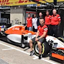 Will Stevens (GBR) Marussia, Roberto Merhi (ESP) Marussia, Graeme Lowdon (GBR) Chief Executive Officer Marussia and John Booth (GBR) Marussia Team Principal at the announcement of airbnb as sponsors at Formula One World Championship, Rd7, Canadian Grand Prix, Preparations, Montreal, Canada, Thursday 4 June 2015. © Sutton Motorsport Images