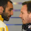 Cyril Abiteboul (FRA) Renault Sport talks with Christian Horner (GBR) Red Bull Racing Team Principal in the Red Bull Racing garage at Formula One World Championship, Rd3, Chinese Grand Prix, Practice, Shanghai, China, Friday 10 April 2015. © Sutton Motorsport Images