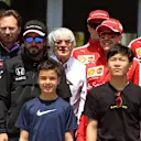 Bernie Ecclestone (GBR) CEO Formula One Group (FOM), Fernando Alonso (ESP) McLaren, Christian Horner (GBR) Red Bull Racing Team Principal, Sebastian Vettel (GER) Ferrari and Maurizio Arrivabene (ITA) Ferrari Team Principal with guests at Formula One World Championship, Rd3, Chinese Grand Prix, Qualifying, Shanghai, China, Saturday 11 April 2015. © Sutton Motorsport Images