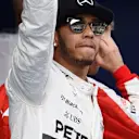 Pole sitter Lewis Hamilton (GBR) Mercedes AMG F1 celebrates in parc ferme at Formula One World Championship, Rd3, Chinese Grand Prix, Qualifying, Shanghai, China, Saturday 11 April 2015. © Sutton Motorsport Images