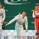 (L to R): Nico Rosberg (GER) Mercedes AMG F1, race winner Lewis Hamilton (GBR) Mercedes AMG F1 and Sebastian Vettel (GER) Ferrari celebrate on the podium at Formula One World Championship, Rd3, Chinese Grand Prix, Race, Shanghai, China, Sunday 12 April 2015. © Sutton Motorsport Images