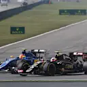 Felipe Nasr (BRA) Sauber C34 and Pastor Maldonado (VEN) Lotus E23 Hybrid battle at Formula One World Championship, Rd3, Chinese Grand Prix, Race, Shanghai, China, Sunday 12 April 2015. © Sutton Motorsport Images