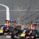 Daniel Ricciardo (AUS) Red Bull Racing RB11 and Daniil Kvyat (RUS) Red Bull Racing RB11 battle at Formula One World Championship, Rd3, Chinese Grand Prix, Race, Shanghai, China, Sunday 12 April 2015. © Sutton Motorsport Images