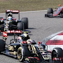 Pastor Maldonado (VEN) Lotus E23 Hybrid leads team mate Romain Grosjean (FRA) at Formula One World Championship, Rd3, Chinese Grand Prix, Race, Shanghai, China, Sunday 12 April 2015. © Sutton Motorsport Images