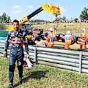 The Red Bull Racing RB11 car of Daniel Ricciardo (AUS) Red Bull Racing is recovered after suffering engine failure in FP2 at Formula One World Championship, Rd10, Hungarian Grand Prix, Practice, Hungaroring, Hungary, Friday 24 July 2015. © Sutton Motorsport Images