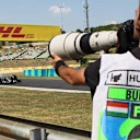 Lewis Hamilton (GBR) Mercedes AMG F1 W06 and photographer at Formula One World Championship, Rd10, Hungarian Grand Prix, Practice, Hungaroring, Hungary, Friday 24 July 2015. © Sutton Motorsport Images